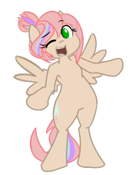 Size: 1200x1536 | Tagged: safe, artist:spheedc, derpibooru import, oc, oc:sweet skies, pegasus, pony, semi-anthro, bipedal, digital art, female, mare, one eye closed, simple background, solo, transparent background, wink