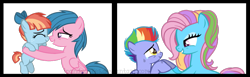 Size: 1439x442 | Tagged: safe, artist:ipandacakes, derpibooru import, bow hothoof, firefly, rainbow dash (g3), windy whistles, pony, g1, g3, colt, female, filly, g1 to g4, g3 to g4, generation leap, headcanon, male, simple background, transparent background, younger