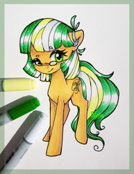 Size: 900x1165 | Tagged: safe, artist:felcia, oc, oc only, oc:star stitcher, pony, glasses, solo, traditional art