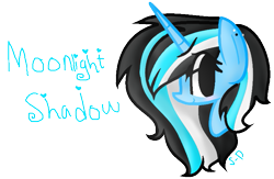 Size: 769x501 | Tagged: safe, artist:sparkle-draw, oc, oc only, oc:moonlight shadow, alicorn, pony, alicorn oc, art trade, blushing, bust, ear piercing, earring, female, horn, jewelry, mare, piercing, profile, simple background, solo, transparent background