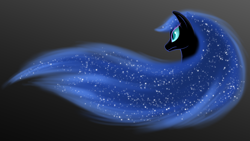 Size: 1920x1080 | Tagged: safe, artist:nebulastar985, nightmare moon, alicorn, pony, bust, ethereal mane, gradient background, missing horn, starry mane