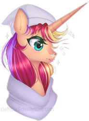 Size: 822x1112 | Tagged: safe, artist:clefficia, oc, oc only, oc:may, pony, unicorn, female, gift art, hat, mare, simple background, solo, tongue out, transparent background