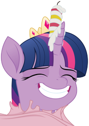 Size: 4054x5697 | Tagged: safe, artist:amarthgul, twilight sparkle, twilight sparkle (alicorn), alicorn, pony, my little pony: the movie, absurd resolution, cake, candle, eyes closed, female, food, mare, simple background, smiling, solo, transparent background, vector