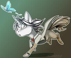 Size: 1231x1000 | Tagged: safe, artist:sunny way, derpibooru import, oc, oc only, oc:yiazmat, butterfly, pony, unicorn, chibi, cute, male, rcf community, solo, stallion