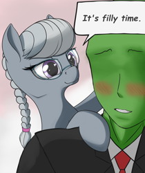 Size: 1026x1219 | Tagged: safe, artist:locky, derpibooru import, silver spoon, oc, oc:anon, earth pony, human, pony, /mlp/, drawthread, female, filly, human male, male