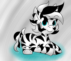 Size: 1280x1097 | Tagged: safe, artist:thiefdsaara1, artist:thomas tesla, oc, oc only, oc:lon the werewolf, werewolf, zebra, zebracorn, naive, prone, simple background, sitting, unizebra, zebra oc