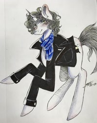 Size: 2877x3615 | Tagged: safe, artist:noey11843, derpibooru import, pony, unicorn, clothes, jacket, male, ponified, sherlock holmes, solo, stallion, traditional art