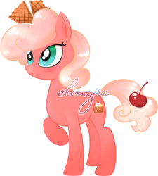 Size: 600x668 | Tagged: safe, artist:chimajra, oc, oc only, food pony, ice cream pony, original species, female, food, mare, simple background, solo, transparent background, watermark