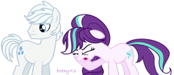 Size: 1024x448 | Tagged: safe, artist:doroshll, derpibooru import, double diamond, oc, oc:snow twinkle, earth pony, pony, father and child, father and daughter, female, male, mare, offspring, parent and child, parent:double diamond, parent:starlight glimmer, parents:glimmerdiamond, simple background, transparent background