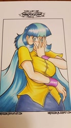 Size: 533x960 | Tagged: safe, artist:n8dogg5k, coco pommel, human, blushing, bronycon, bronycon 2017, cape, clothes, embarrassed, humanized, jojo pose, jojo's bizarre adventure, solo, traditional art, wristband