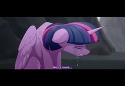 Size: 3504x2412 | Tagged: safe, artist:batonya12561, derpibooru import, twilight sparkle, twilight sparkle (alicorn), alicorn, pony, my little pony: the movie, basalt beach, crying, floppy ears, no i can't i ruined everything, princess, sad, scene interpretation, solo, widescreen