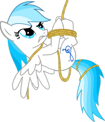 Size: 829x963 | Tagged: safe, artist:snowy-arc, derpibooru import, oc, oc:lesa castle, pegasus, pony, female, mare, simple background, solo, tied up, transparent background