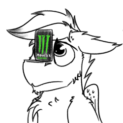 Size: 1280x1280 | Tagged: safe, artist:kamithepony, oc, oc only, oc:kami, pegasus, pony, energy drink, monster energy, solo