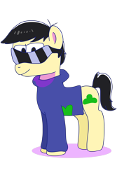 Size: 2000x3000 | Tagged: safe, artist:saveraedae, crossover, karamatsu, looking at you, osomatsu-san, ponified, simple background, solo, style emulation, sunglasses, transparent background