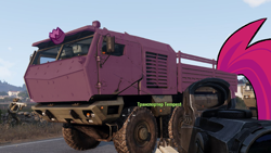 Size: 806x454 | Tagged: safe, fizzlepop berrytwist, tempest shadow, my little pony: the movie, arma, barely pony related, kamaz, kamaz typhoon, military, mrap, russian, solo, truck