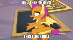 Size: 888x499 | Tagged: safe, derpibooru import, edit, edited screencap, screencap, smolder, dragon, what lies beneath, claws, discovery family logo, dragon wings, dragoness, exploitable meme, fangs, female, horns, image macro, meme, open mouth, solo, spread wings, text, wings