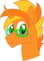 Size: 3000x4142 | Tagged: safe, artist:equinox3141, derpibooru import, oc, oc only, oc:spooky shimmer, pony, unicorn, absurd resolution, bust, curved horn, glasses, horn, male, portrait, simple background, solo, stallion, transparent background, vector