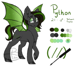 Size: 2894x2569 | Tagged: safe, artist:beashay, oc, oc only, oc:python, bat pony, pony, glasses, high res, male, reference sheet, solo, stallion