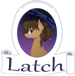 Size: 1637x1650 | Tagged: safe, artist:renathesnakecharmers, oc, oc only, oc:latch, pony, bust, female, mare, portrait, solo, text