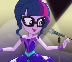 Size: 838x714 | Tagged: safe, screencap, sci-twi, twilight sparkle, equestria girls, legend of everfree, bare shoulders, cropped, crystal gala, crystal gala dress, cute, sleeveless, solo, strapless, twiabetes