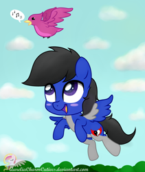 Size: 4902x5812 | Tagged: safe, artist:raspberrystudios, oc, oc only, oc:kjell, bird, absurd resolution, chibi, flying