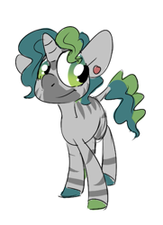 Size: 387x535 | Tagged: safe, artist:lilsunshinesam, derpibooru import, oc, oc:forest glade, hybrid, zebra, zebracorn, zony, ear piercing, earring, jewelry, male, piercing, quadrupedal, simple background, solo, white background