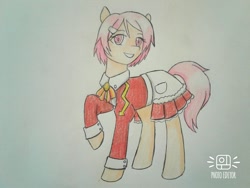 Size: 1012x760 | Tagged: safe, artist:ponime11, earth pony, pony, clothes, female, lisbeth salander, mare, ponified, raised hoof, solo, sword art online, traditional art
