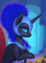 Size: 816x1100 | Tagged: safe, artist:rodrigues404, derpibooru import, nightmare moon, alicorn, pony, armor, cute, female, looking at you, mare, solo