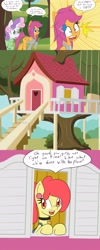 Size: 1600x4000 | Tagged: safe, artist:jake heritagu, apple bloom, scootaloo, sweetie belle, pony, comic:ask motherly scootaloo, clothes, clubhouse, comic, crusaders clubhouse, hairpin, motherly scootaloo, sweater, sweatshirt