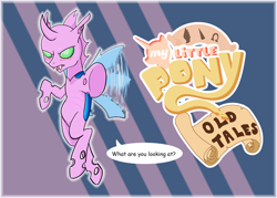 Size: 2100x1500 | Tagged: safe, artist:chedx, derpibooru import, edit, oc, changeling, comic:mlp old tales, abstract background, adventure, blushing, comic, fanfic, fanfic art, fantasy, logo, logo edit, sneak peek, speech