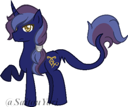 Size: 400x334 | Tagged: safe, artist:t-aroutachiikun, oc, oc only, oc:noctis, pony, unicorn, base used, curved horn, male, raised hoof, simple background, solo, stallion, transparent background