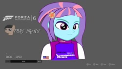 Size: 1024x576 | Tagged: safe, artist:forzaveteranenigma, derpibooru import, sunny flare, fanfic:shadowbolts racing, equestria girls, friendship games, forza motorsport 6