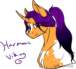 Size: 1024x929 | Tagged: safe, artist:kimyowolf, derpibooru import, oc, oc:harmonic viking, pony, unicorn, bust, female, mare, portrait, simple background, solo, transparent background