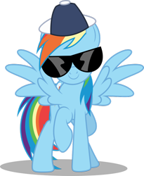 Size: 810x986 | Tagged: safe, artist:dashiesparkle, derpibooru import, rainbow dash, pegasus, pony, may the best pet win, .svg available, backwards ballcap, baseball cap, cap, hat, simple background, solo, sunglasses, transparent background, vector