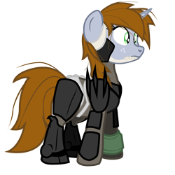 Size: 2400x2400 | Tagged: safe, artist:aaronmk, oc, oc only, oc:littlepip, pony, unicorn, fallout equestria, crossover, female, mare, metal gear, metal gear rising, raiden, simple background, solo, transparent background, vector