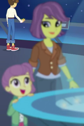 Size: 480x722 | Tagged: safe, screencap, lily pad (equestria girls), victoria, wiz kid, better together, equestria girls, star crossed, canterlot observatory, converse, cropped, female, mother and child, mother and daughter, parent and child, shoes, smiling, young