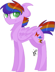 Size: 594x779 | Tagged: safe, artist:thepegasisterpony, oc, oc only, pegasus, pony, offspring's offspring, parent:oc:ocean ace, parent:oc:sundancer, rainbow hair, simple background, solo, transparent background