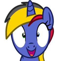 Size: 800x800 | Tagged: safe, artist:cyanlightning, oc, oc only, oc:wheelie rims, unicorn, female, happy, looking at you, mare, open mouth, simple background, transparent background, vector