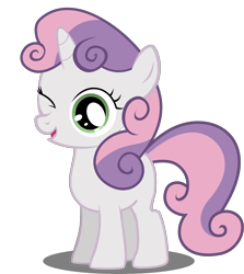 Size: 2792x3133 | Tagged: safe, artist:guero361, sweetie belle, looking at you, one eye closed, open mouth, simple background, smiling, solo, transparent background, vector, wink