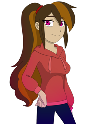 Size: 2397x3195 | Tagged: safe, artist:fantasygerard2000, oc, oc only, oc:cupcake slash, equestria girls, clothes, commission, equestria girls-ified, female, hoodie, simple background, smiling, solo