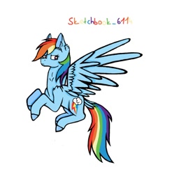 Size: 720x731 | Tagged: safe, artist:drawsofawildswan, derpibooru import, rainbow dash, pegasus, pony, ms paint, simple background, solo, white background