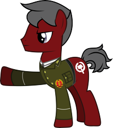 Size: 8409x9501 | Tagged: safe, artist:fallingcomets, derpibooru import, oc, oc only, oc:red gear, earth pony, pony, absurd resolution, clothes, east germany, germany, male, military, nation ponies, pointing, ponified, simple background, solo, stallion, suit, transparent background, uniform, vector