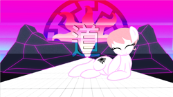 Size: 1190x672 | Tagged: safe, artist:n', oc, oc only, oc:mitsuko, earth pony, pony, /mlpol/, female, imperial japan, japan, japanese, solo, sonnenrad, vaporwave