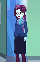 Size: 1276x1968 | Tagged: artist needed, safe, alternate version, part of a series, part of a set, principal abacus cinch, equestria girls, abacus cinch through the years, loose hair, solo, younger, younger cinch