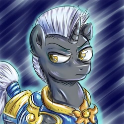 Size: 2048x2048 | Tagged: safe, artist:katakiuchi4u, oc, oc only, oc:scope, unicorn, armor, grumpy, guard, mohawk, scowl