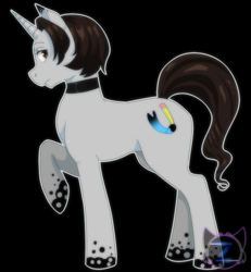 Size: 600x650 | Tagged: safe, artist:ponyprincessgirl100, oc, oc only, pony, unicorn, choker, female, looking at you, mare, ponysona, raised hoof, simple background, solo