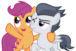 Size: 6147x4155 | Tagged: safe, artist:mandash1996, rumble, scootaloo, marks and recreation, absurd resolution, belly, cute, female, male, rumbloo, shipping, simple background, smiley face, straight, transparent background, vector