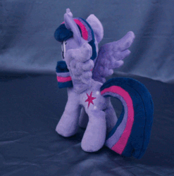 Size: 674x683 | Tagged: safe, artist:adamar44, twilight sparkle, twilight sparkle (alicorn), alicorn, pony, animated, gif, irl, perfect loop, photo, plushie, rotating, stop motion