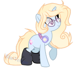 Size: 1024x902 | Tagged: safe, artist:blue-versper, derpibooru import, oc, oc:love shield twinkle, pony, unicorn, clothes, female, glasses, headphones, mare, simple background, socks, solo, transparent background