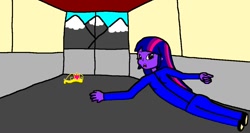 Size: 1214x648 | Tagged: safe, artist:samueljcollins1990, twilight sparkle, equestria girls, bus, clothes, coach, crown, jewelry, mountain, mountain range, regalia, the italian job